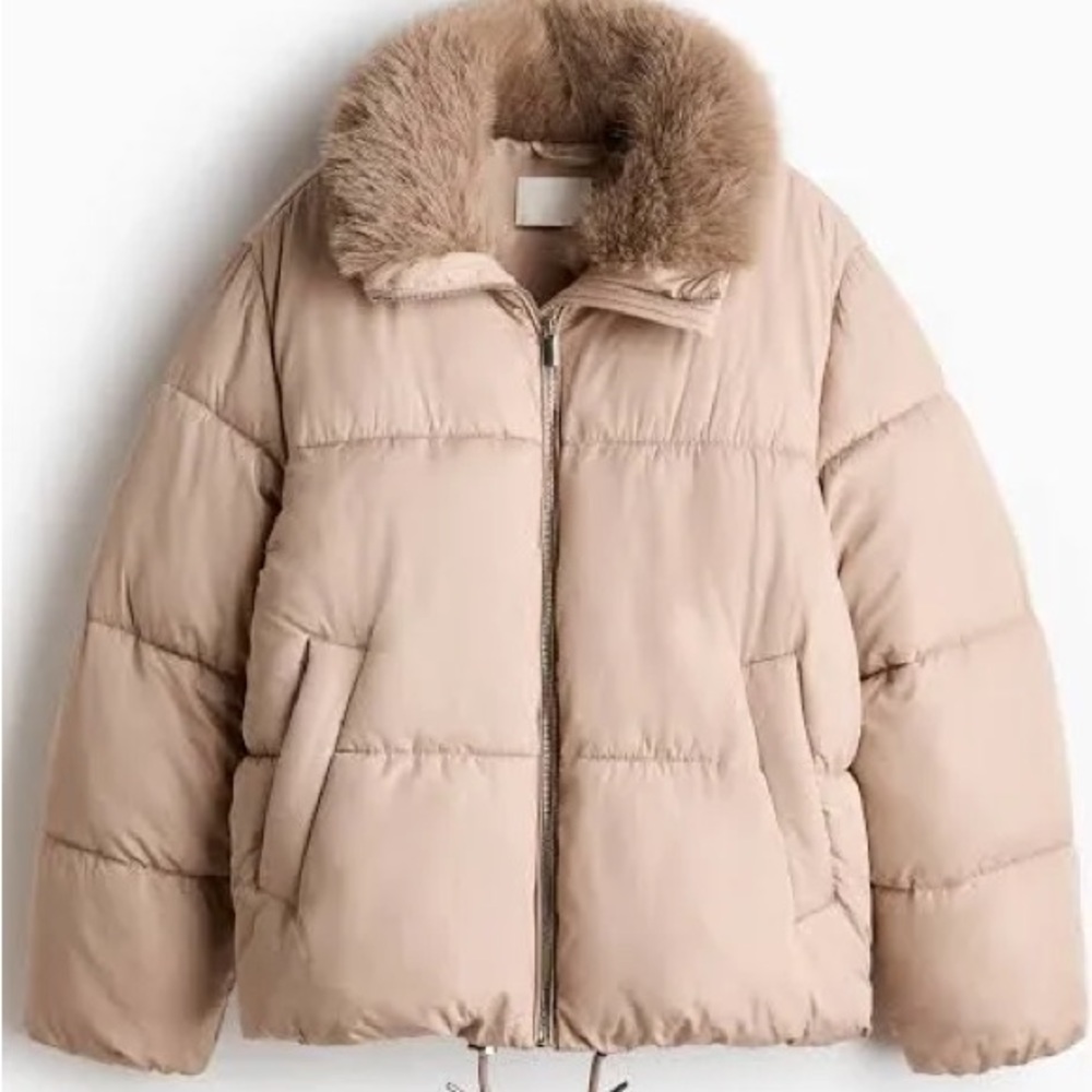 H&M Tan Puffer with Fur